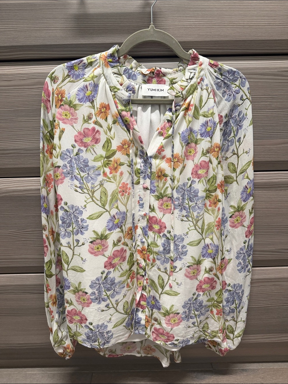 Yumi Kim White Floral Ruffled Button-Front Blouse